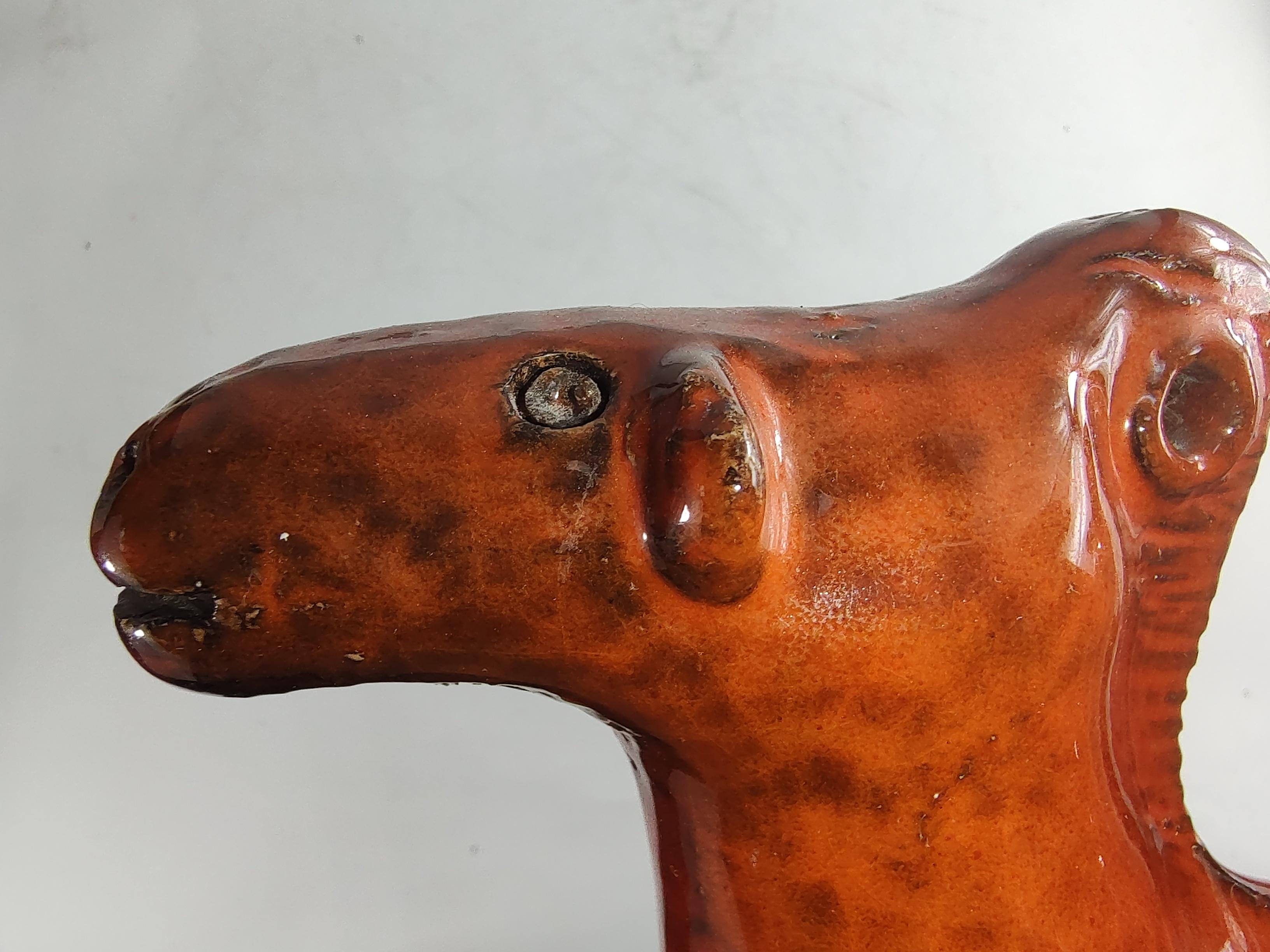 Mid-Century Modern Mid Century Modern Camel Headed Sculpture in Orange by Aldo Londi for Bitossi 