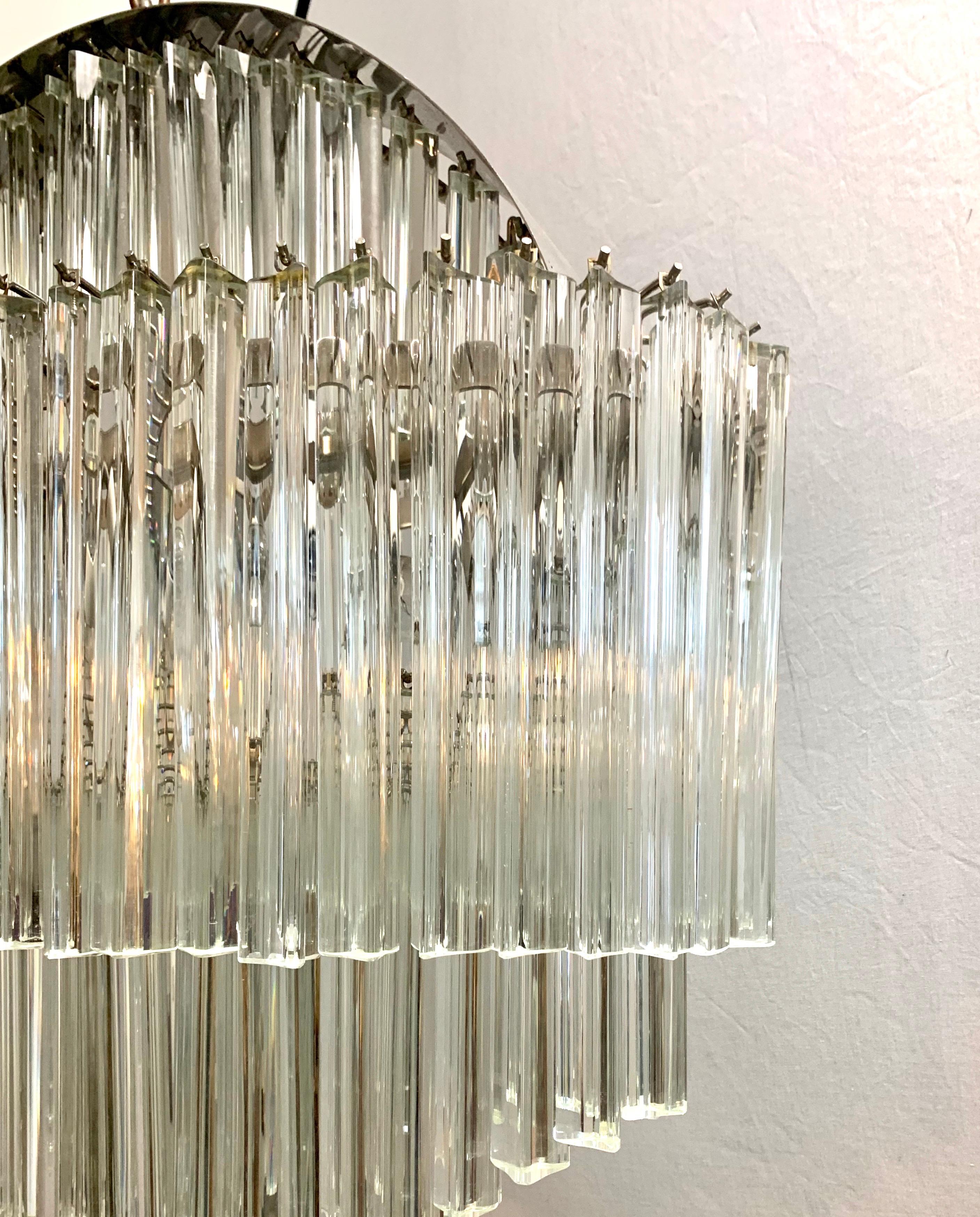 European Mid-Century Modern Camer Glass Circular Shaped Chandelier For Sale
