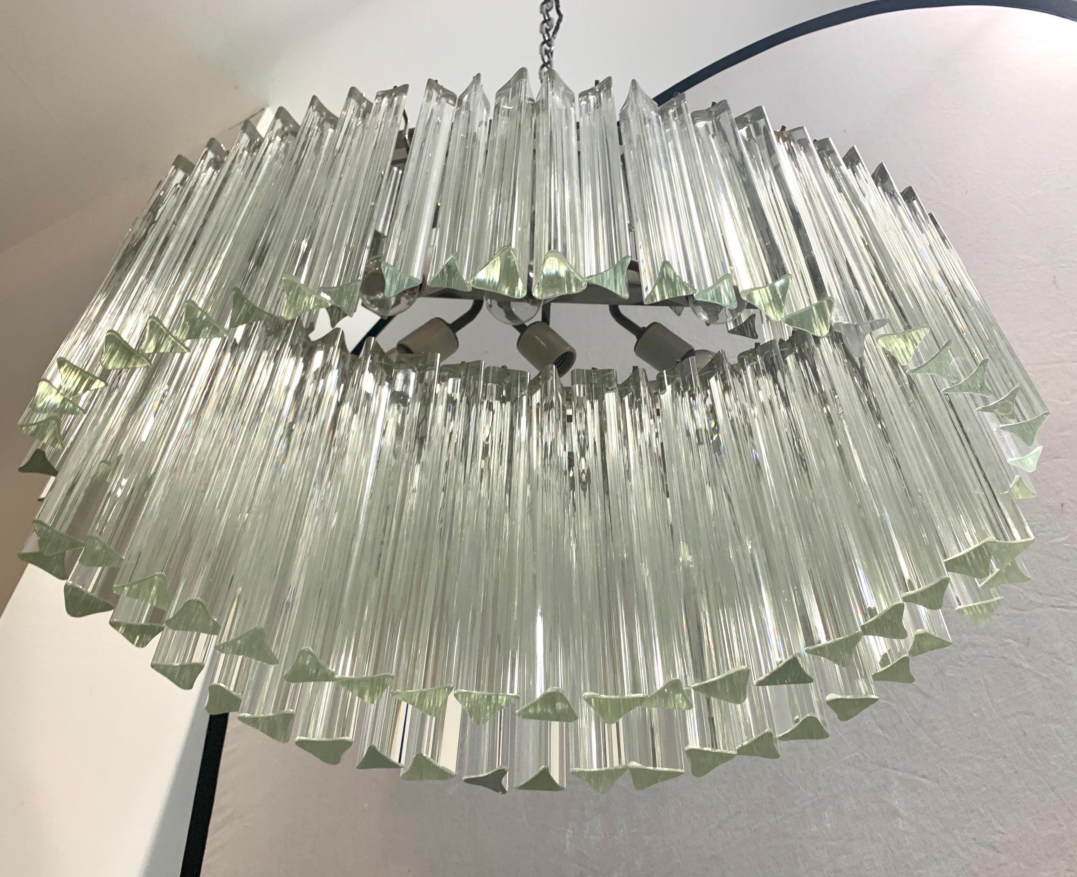 Steel Mid-Century Modern Camer Glass Circular Shaped Chandelier For Sale