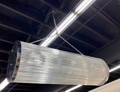Mid-Century Modern Camer Glass Tubular Cylinder Hanging Chandelier