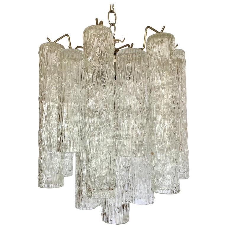 Mid Century Modern Camer Glass Venini Tubular Chandelier For Sale At 1stdibs