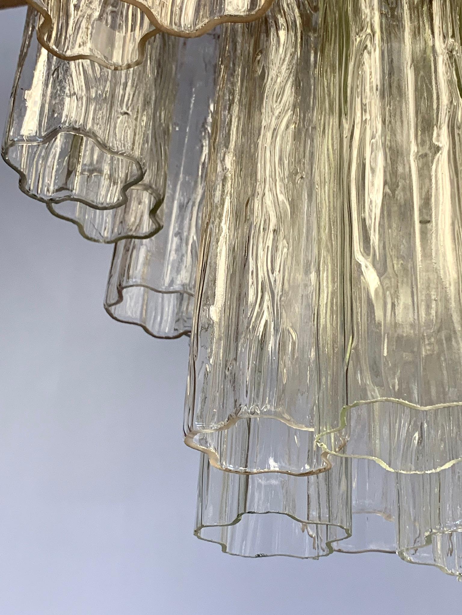 Mid-Century Modern Mid-Century Glass Murano Tronchi Tubular Cylinder Chandelier Made in Italy