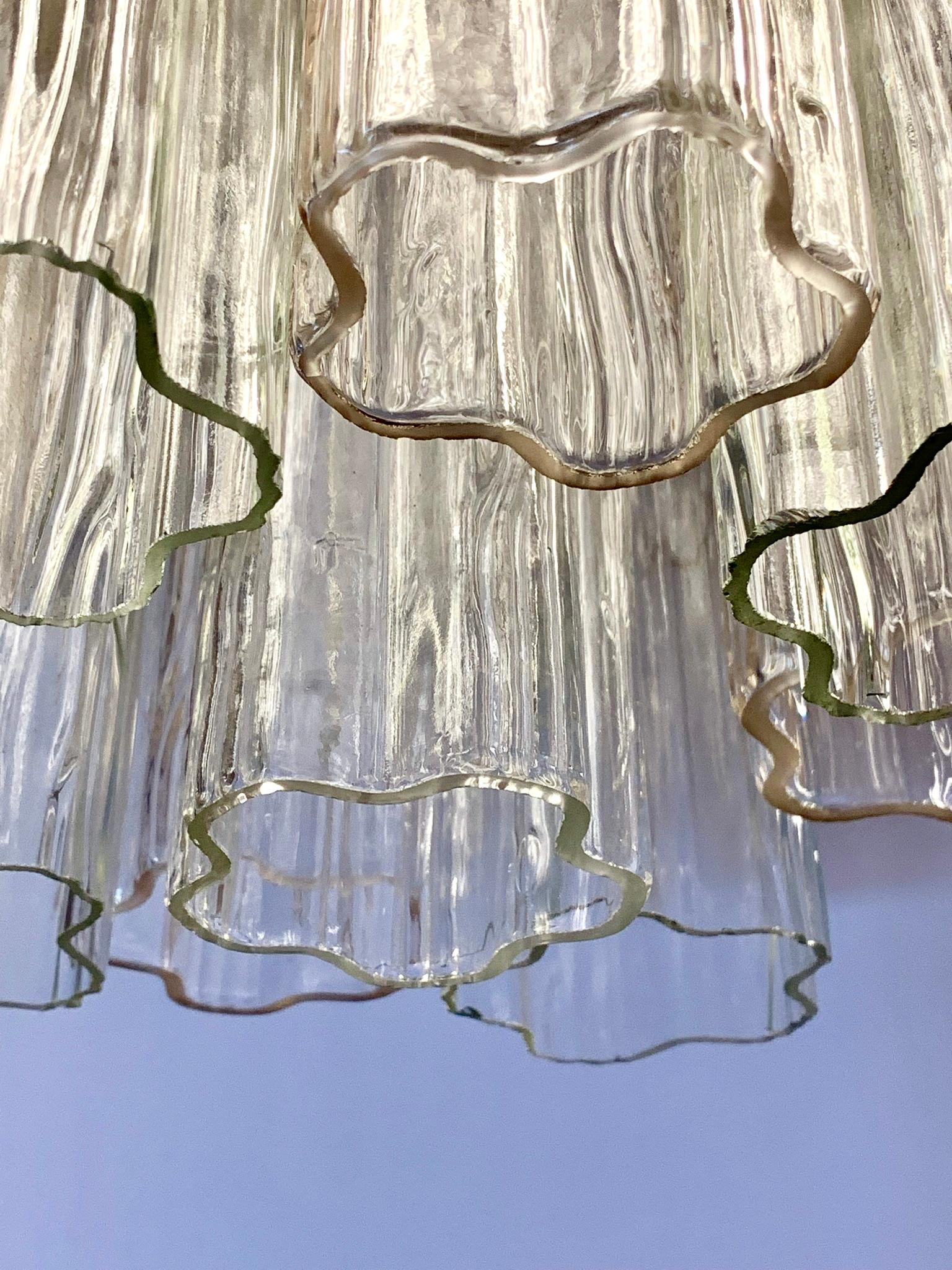 Mid-Century Glass Murano Tronchi Tubular Cylinder Chandelier Made in Italy In Good Condition In West Hartford, CT