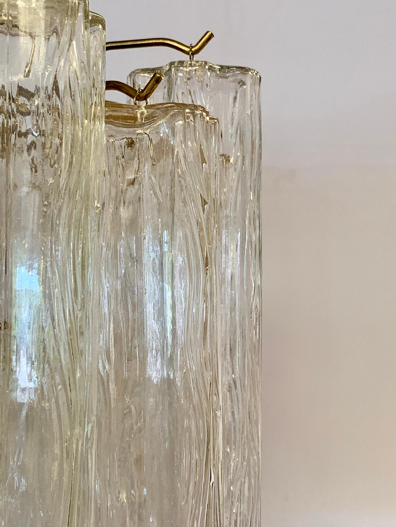 Late 20th Century Mid-Century Glass Murano Tronchi Tubular Cylinder Chandelier Made in Italy