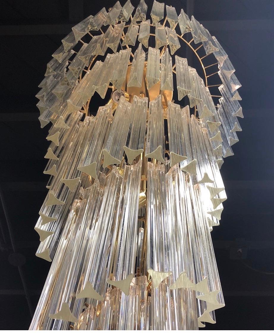 Late 20th Century Mid-Century Modern Camer Glass XL Waterfall Chandelier Murano Glass Crystals
