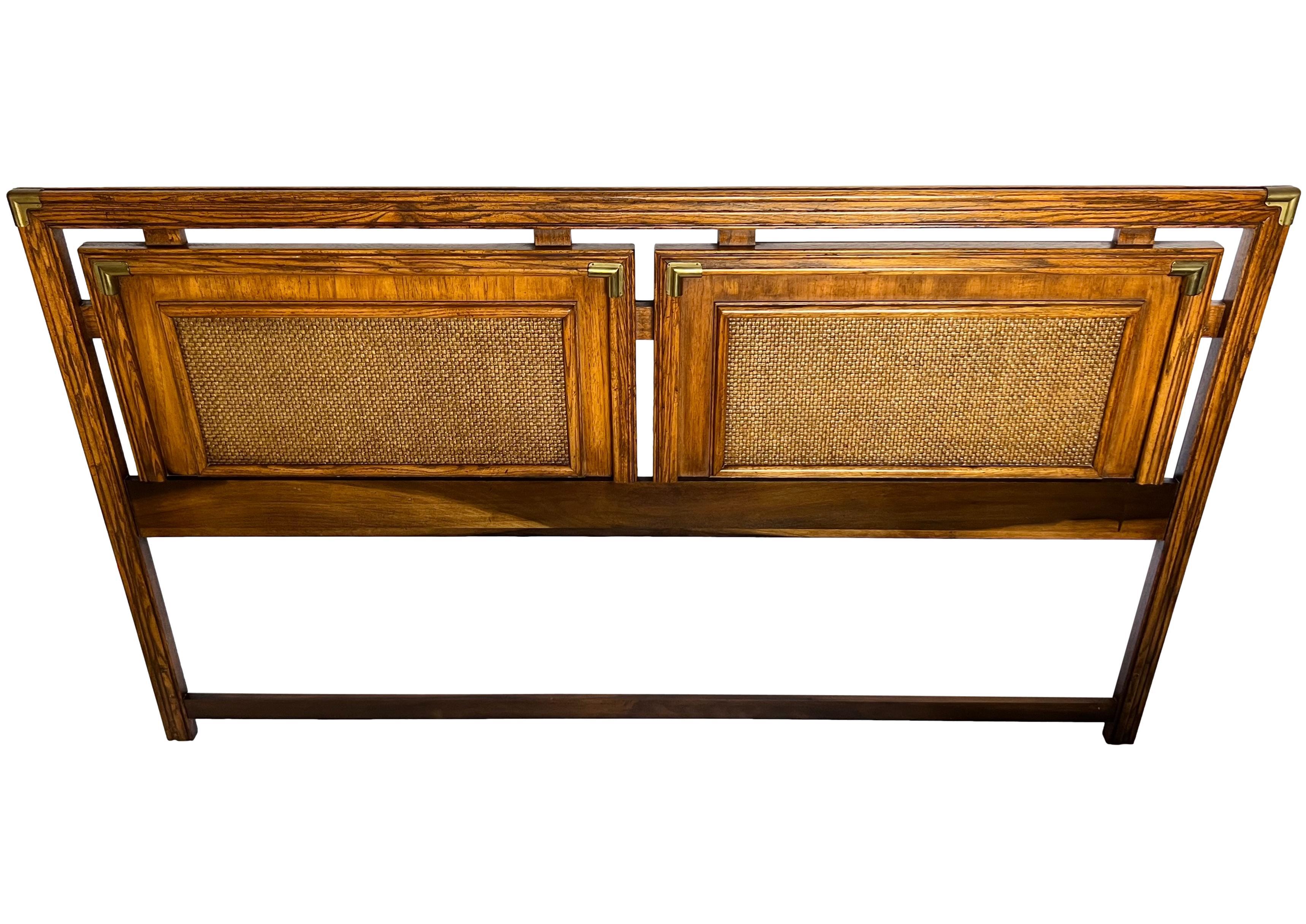 20th Century Mid-Century Modern Campaign King Headboard For Sale