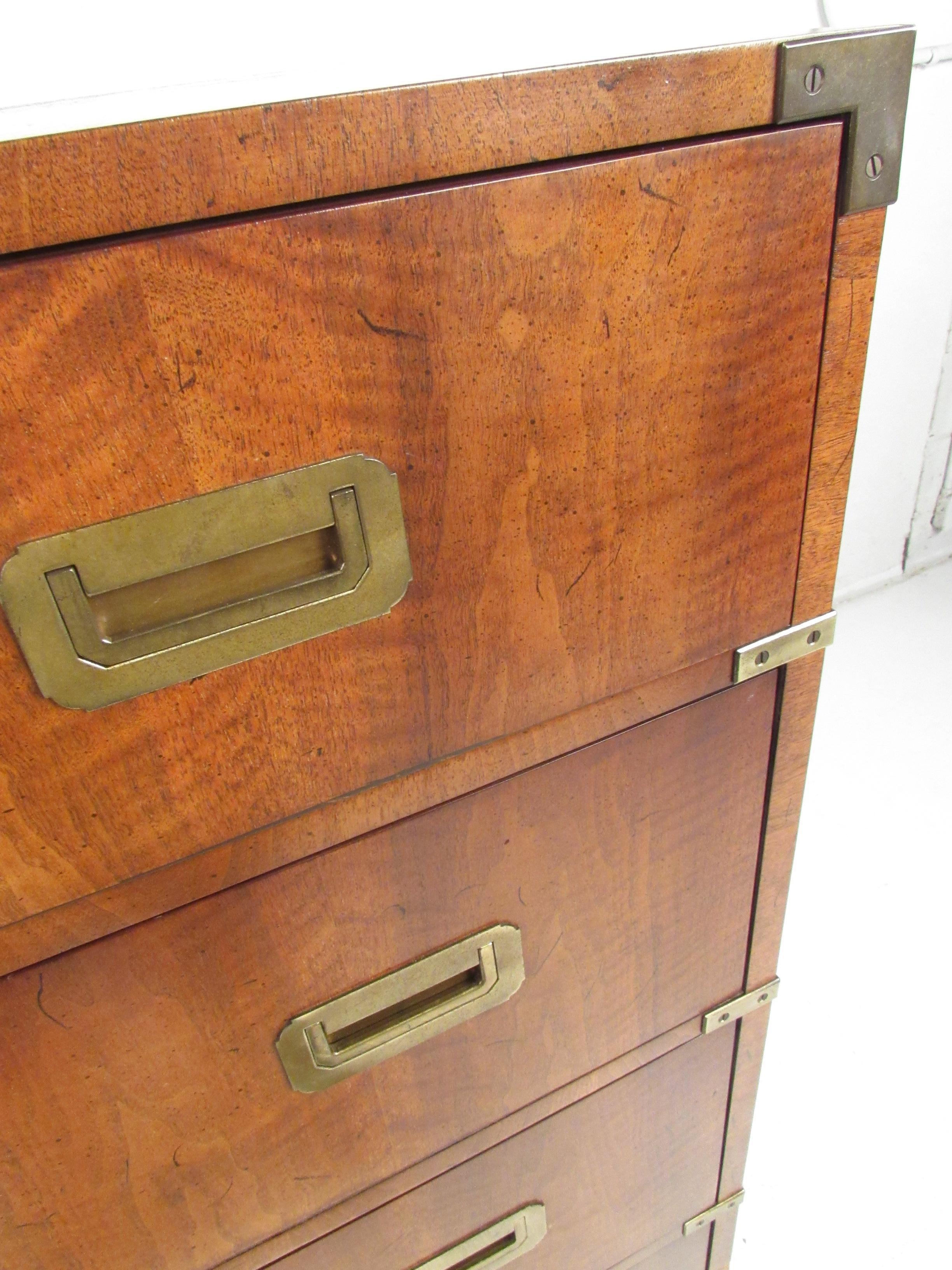 Mid-Century Modern Campaign Style Chest of Drawers by Henredon 5