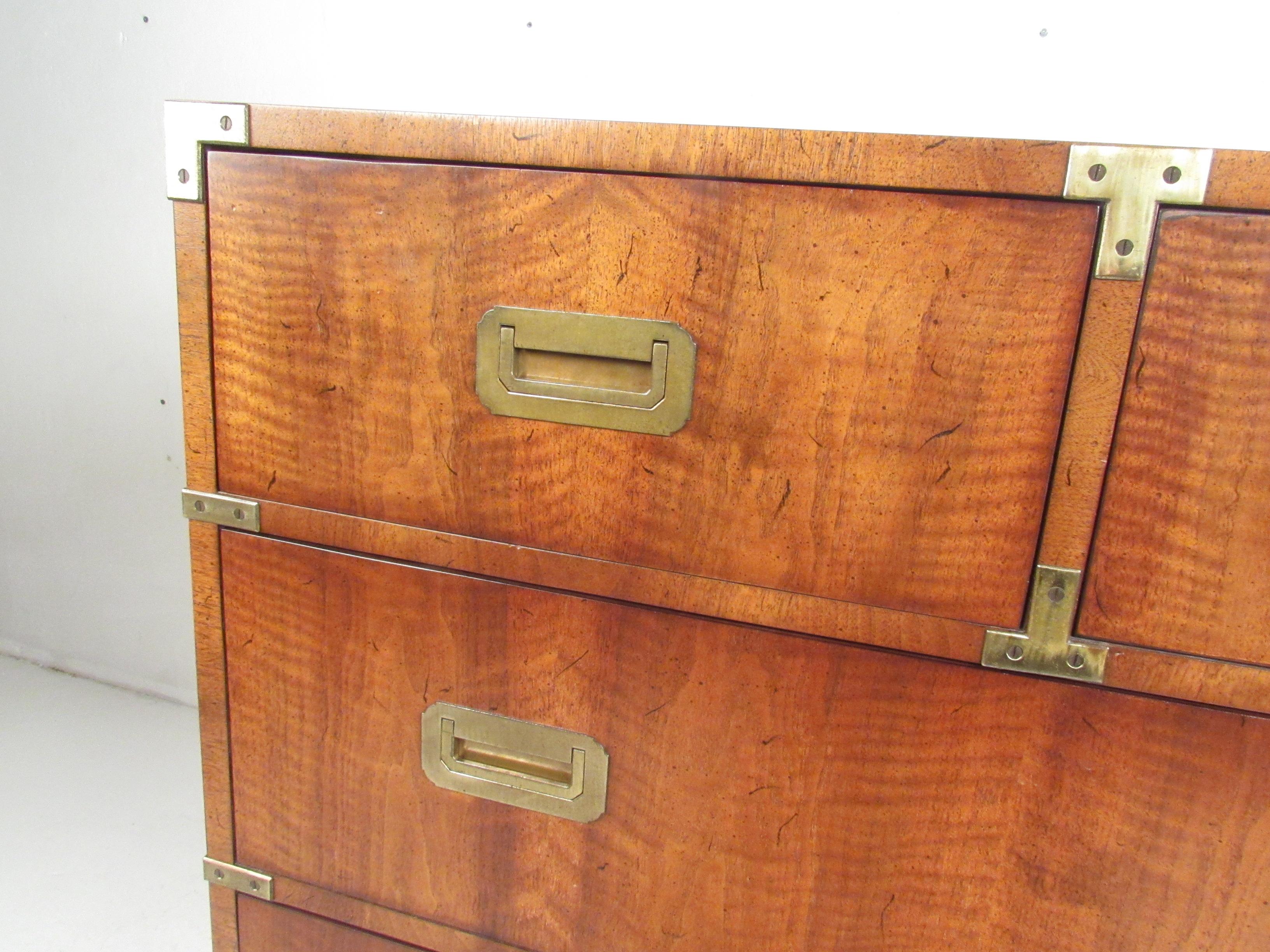 American Mid-Century Modern Campaign Style Chest of Drawers by Henredon
