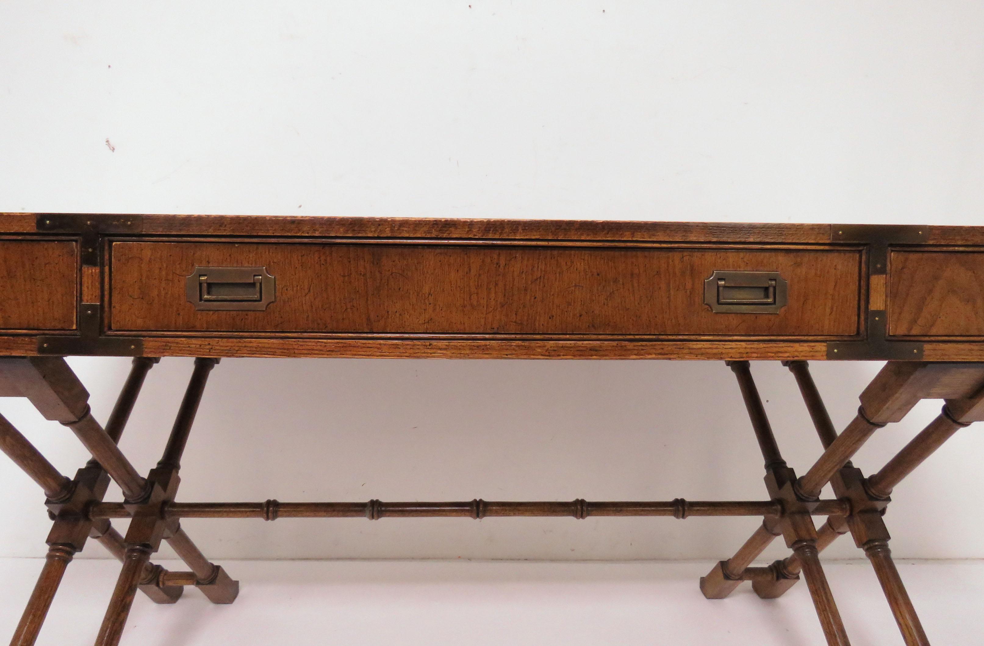 Mid-Century Modern Campaign Style Desk by Brandt Furniture, circa 1960s In Good Condition In Peabody, MA