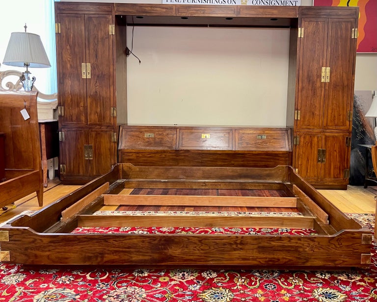 MidCentury Modern Campaign Style Henredon King Size Bedroom Set with