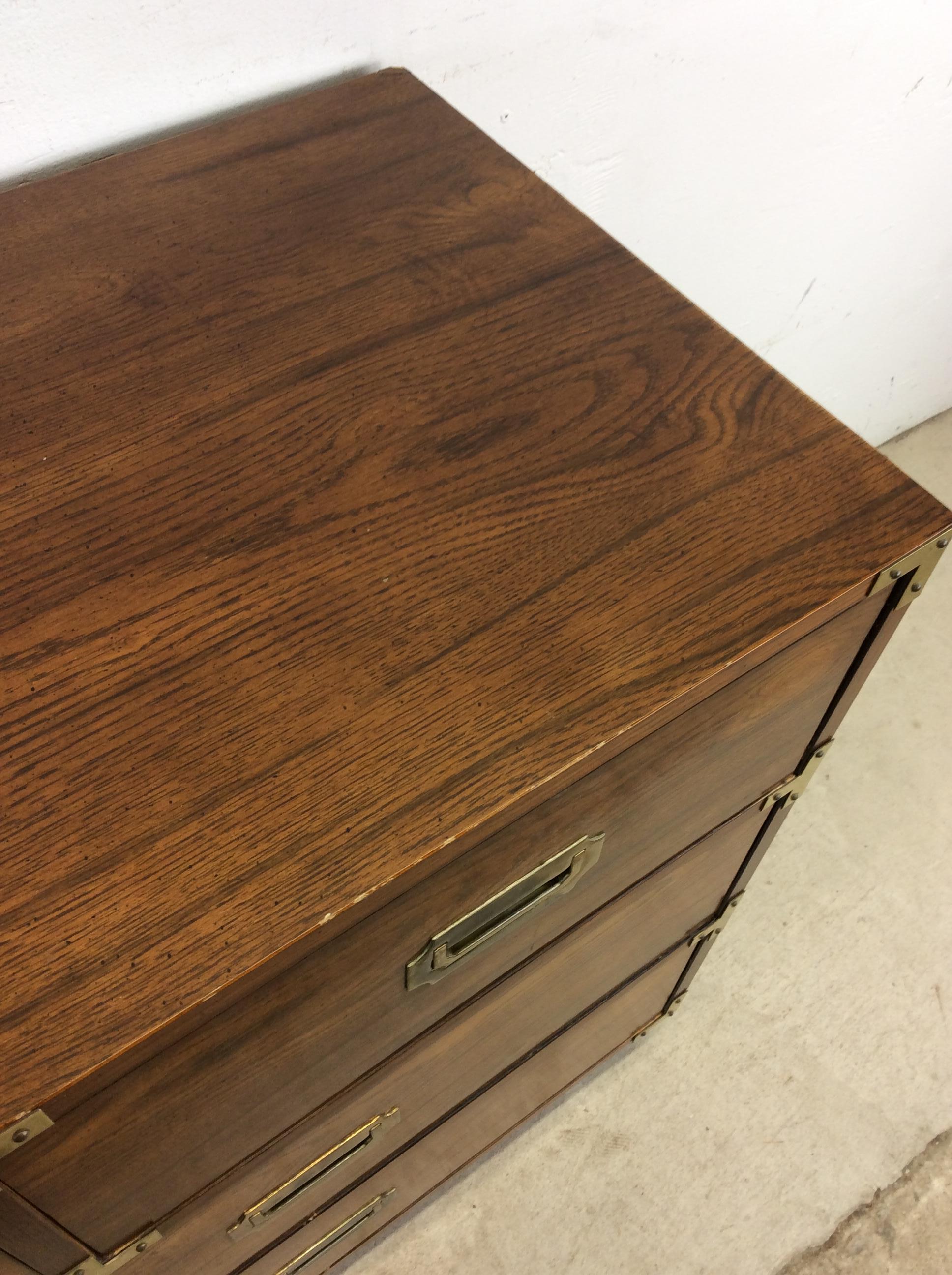 Mid Century Modern Campaign Style Lowboy Dresser with 7 Drawers For Sale 5