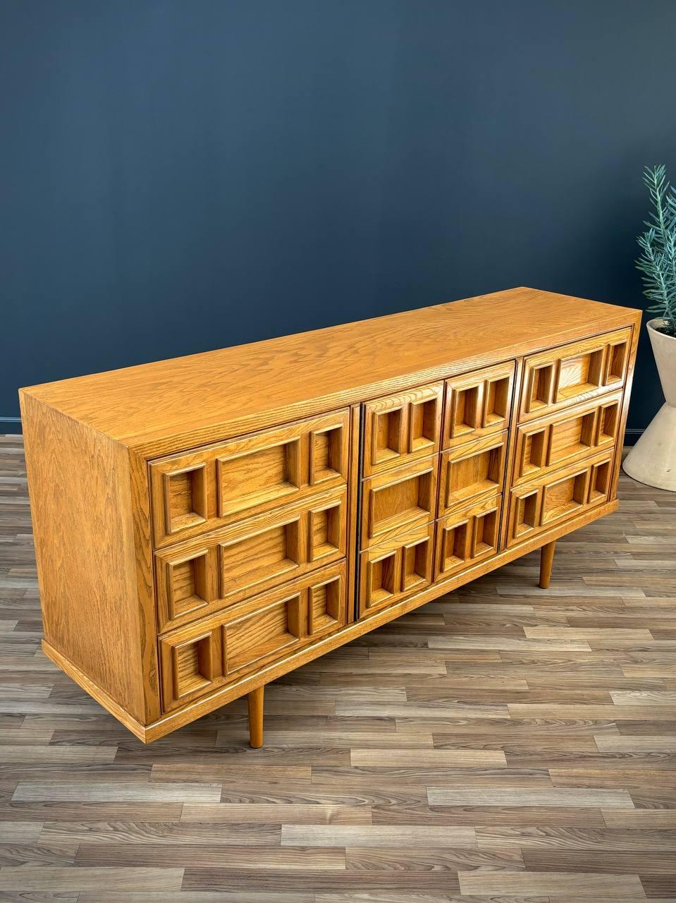 American Mid-Century Modern “Campatica” Brutalist Dresser by Drexel For Sale