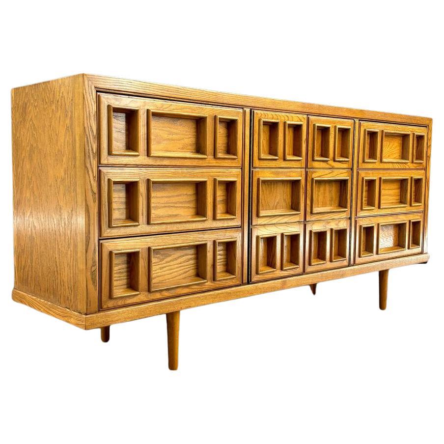 Mid-Century Modern “Campatica” Brutalist Dresser by Drexel For Sale