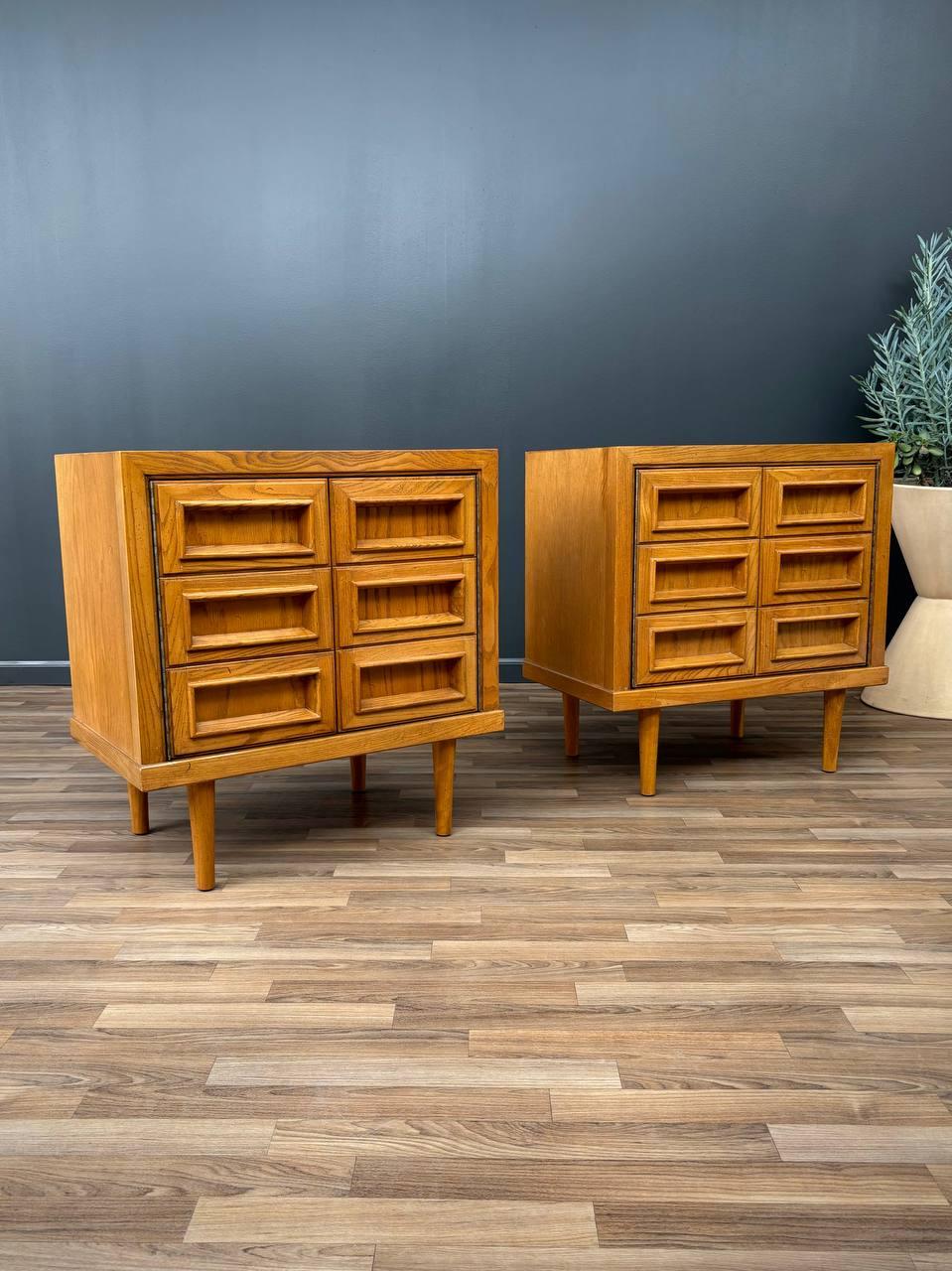 Mid-20th Century Mid-Century Modern “Campatica” Brutalist Night Stands by Drexel For Sale