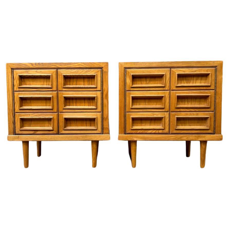 Mid-Century Modern “Campatica” Brutalist Night Stands by Drexel For Sale