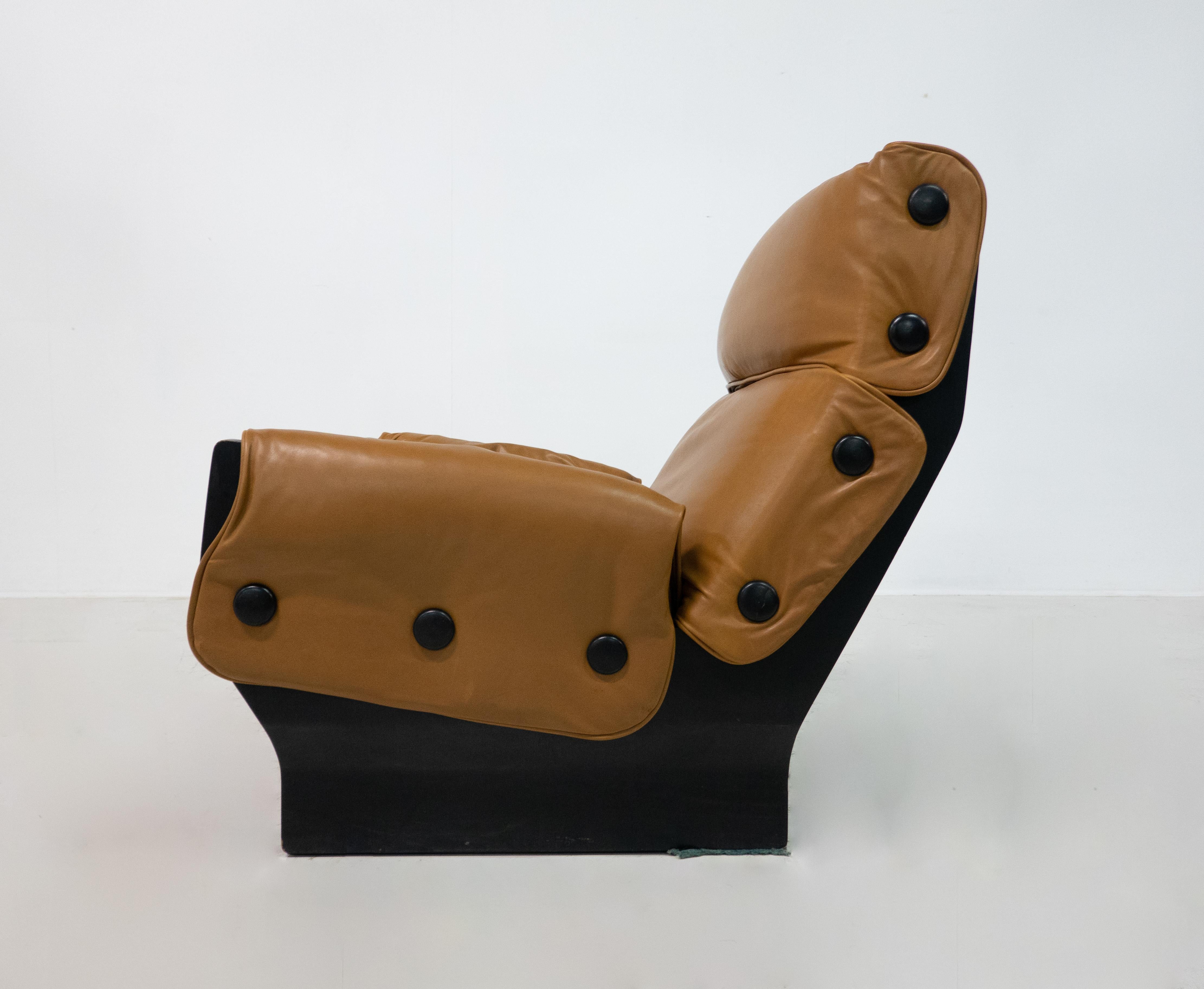 Leather Mid-Century Modern Canada P110 Armchair by Osvaldo Borsani for Tecno, 1960s For Sale