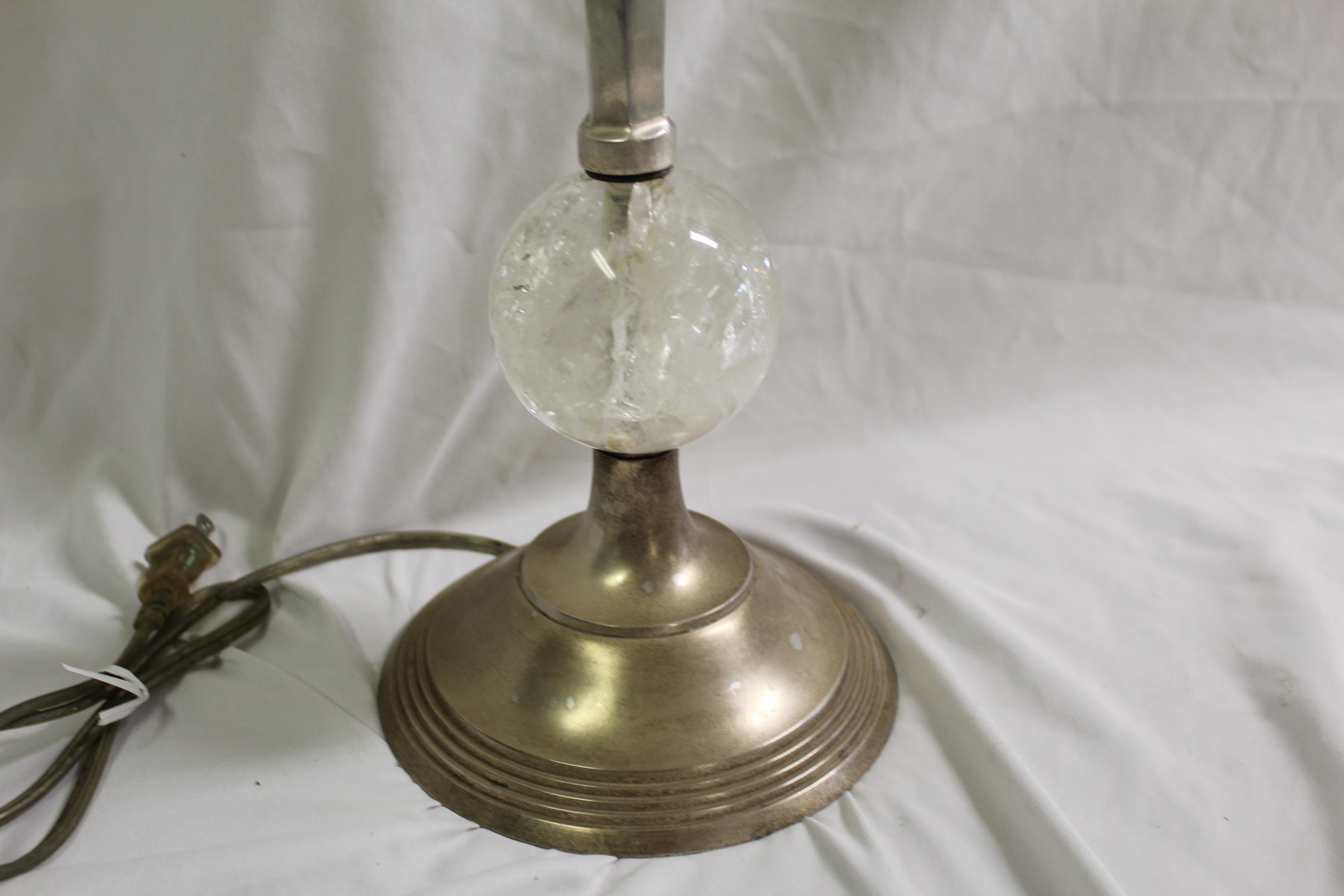 Mid-Century Modern Mid Century/Modern Candlestick Lamp, Rock Crystal Sphere For Sale
