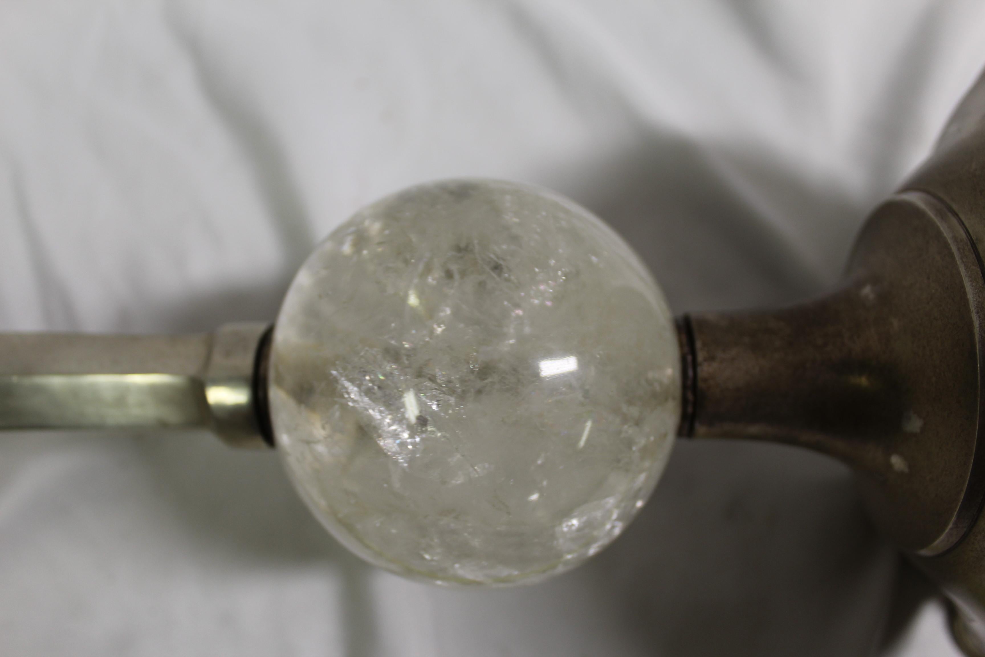 Mid Century/Modern Candlestick Lamp, Rock Crystal Sphere In Good Condition For Sale In Los Angeles, CA
