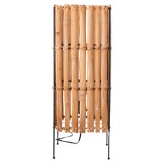 Mid-Century Modern Cane and Iron Table Lamp in the style of Louis Sognot