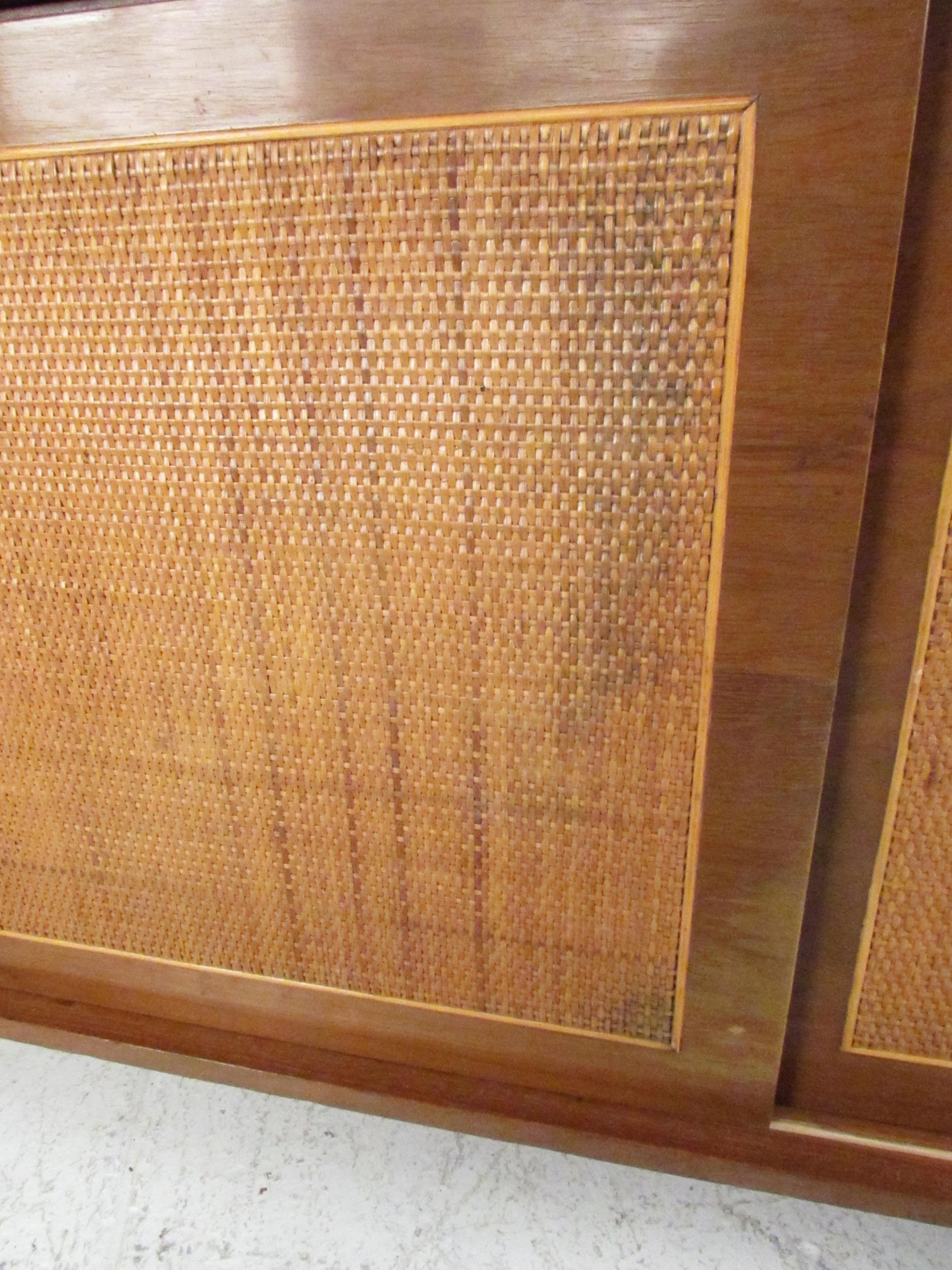 Mid-Century Modern Cane and Walnut Credenza 6