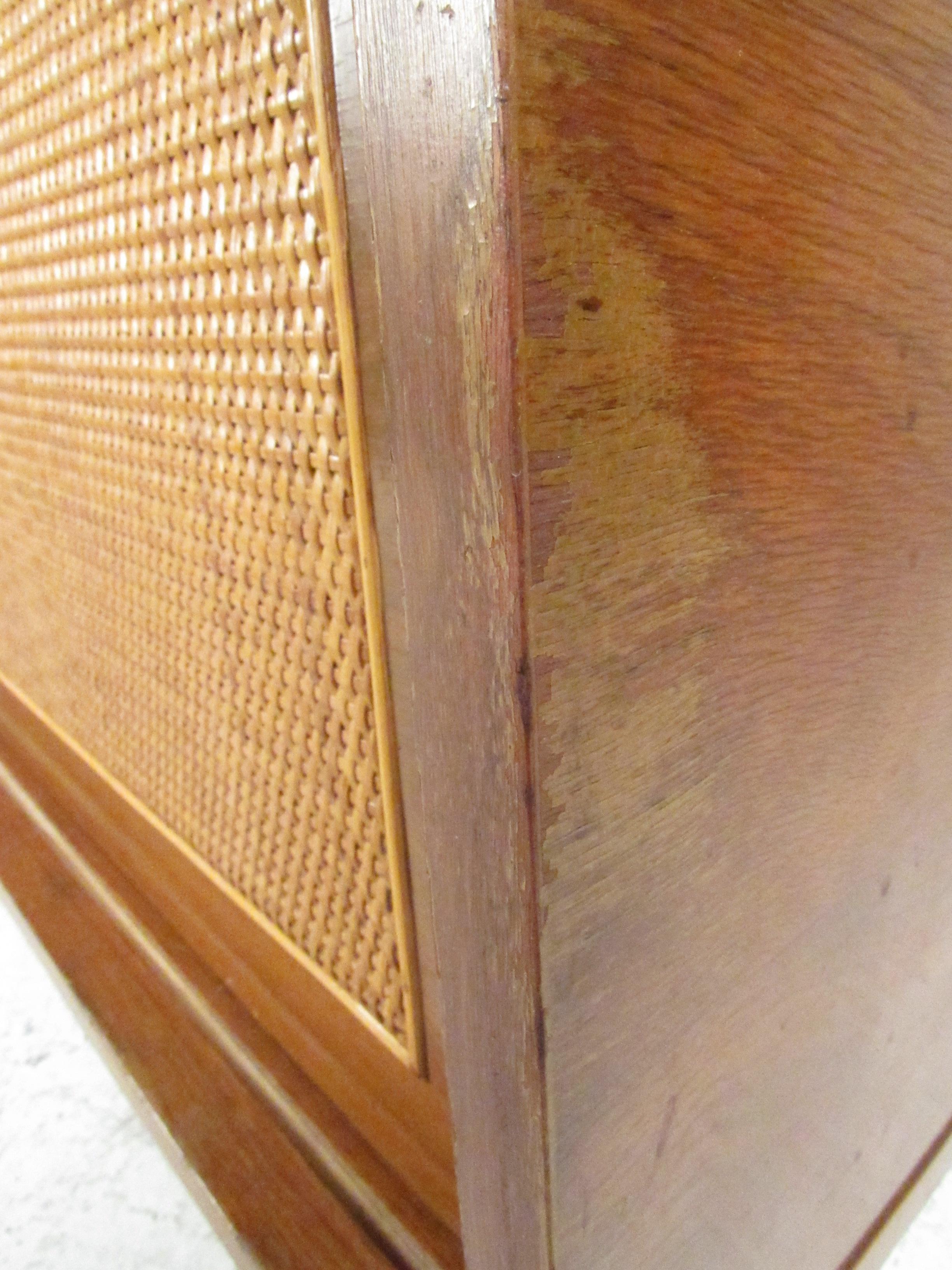 Mid-Century Modern Cane and Walnut Credenza 8