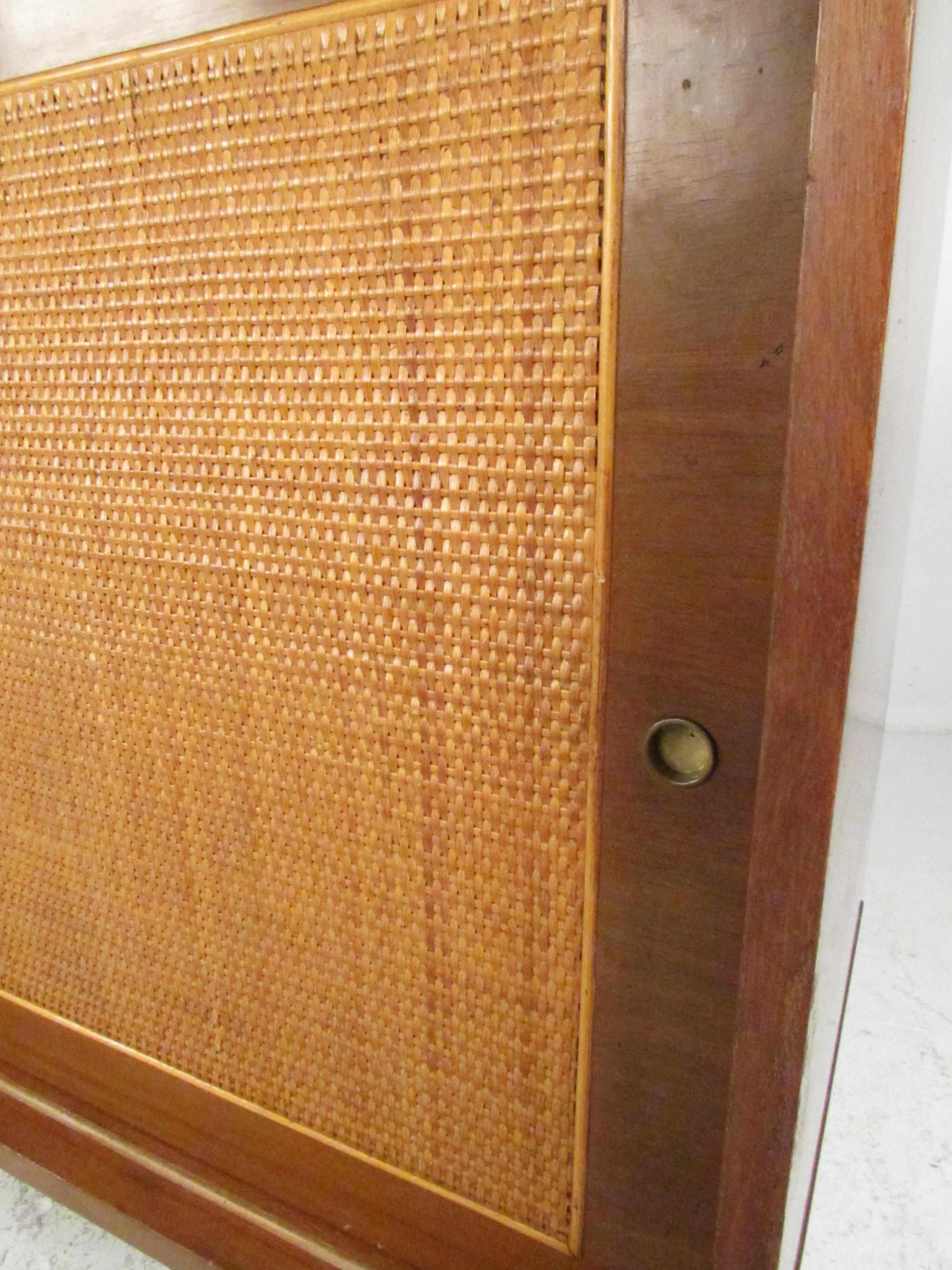 Mid-Century Modern Cane and Walnut Credenza 2