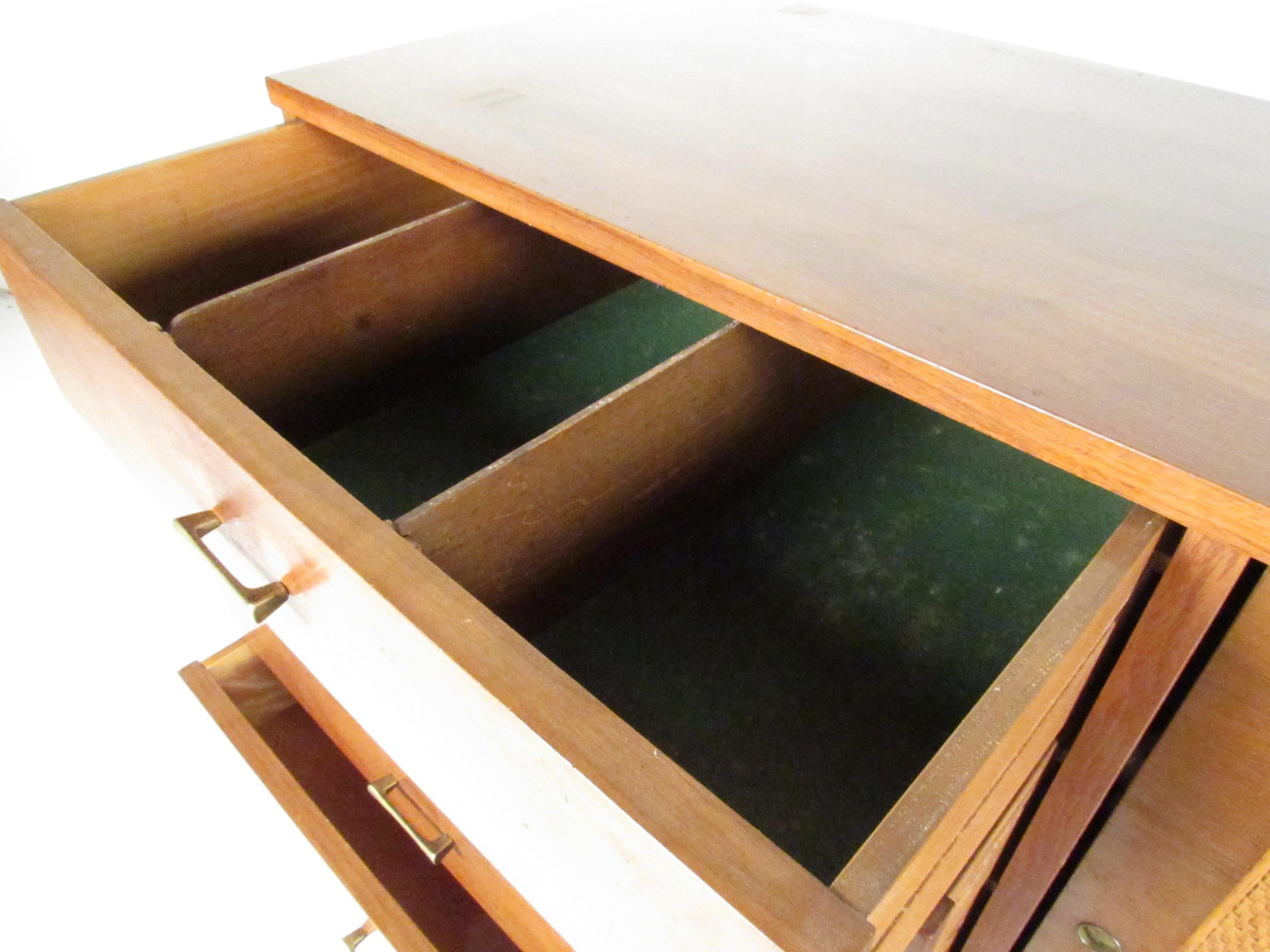Mid-Century Modern Cane and Walnut Credenza 4