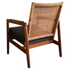 Used Mid-Century Modern Cane and Wood Lounge Chair