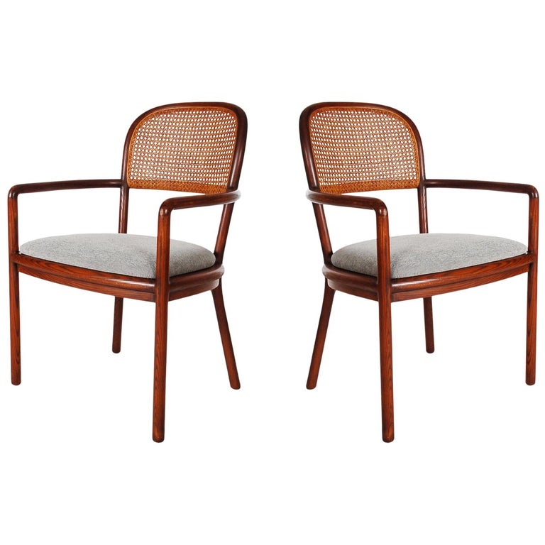 MidCentury Modern Cane Armchairs in Oak by Ward for Brickel