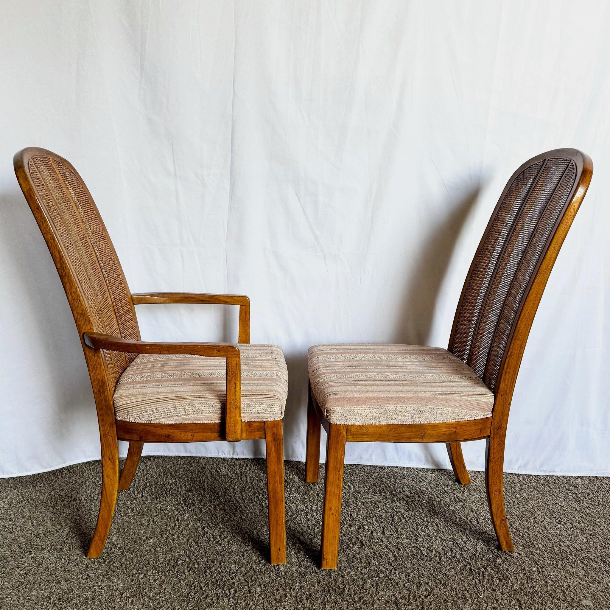 Americano Sedie da pranzo con schienale a canne e quercia di Drexel - Set di 6 sedie del Mid Century Modern in vendita