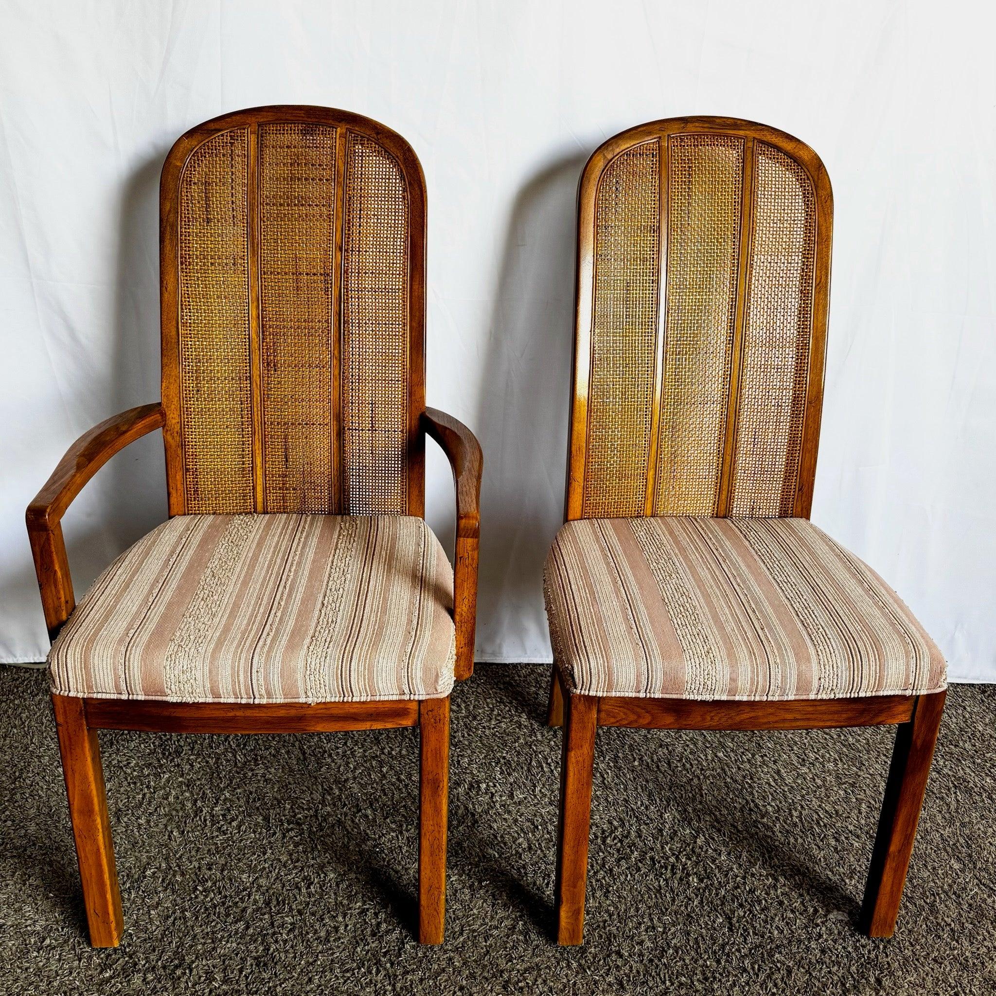 Canna Sedie da pranzo con schienale a canne e quercia di Drexel - Set di 6 sedie del Mid Century Modern in vendita