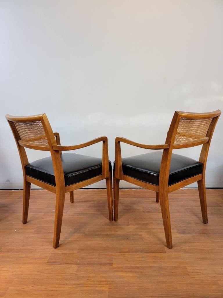 Hand-Crafted Mid-Century Modern Cane Back Dining Chairs for Drexel, Set of 6
