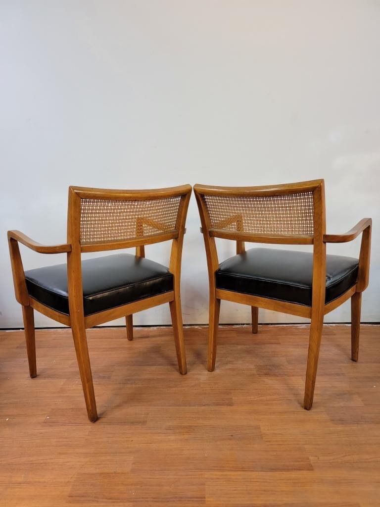 Leather Mid-Century Modern Cane Back Dining Chairs for Drexel, Set of 6