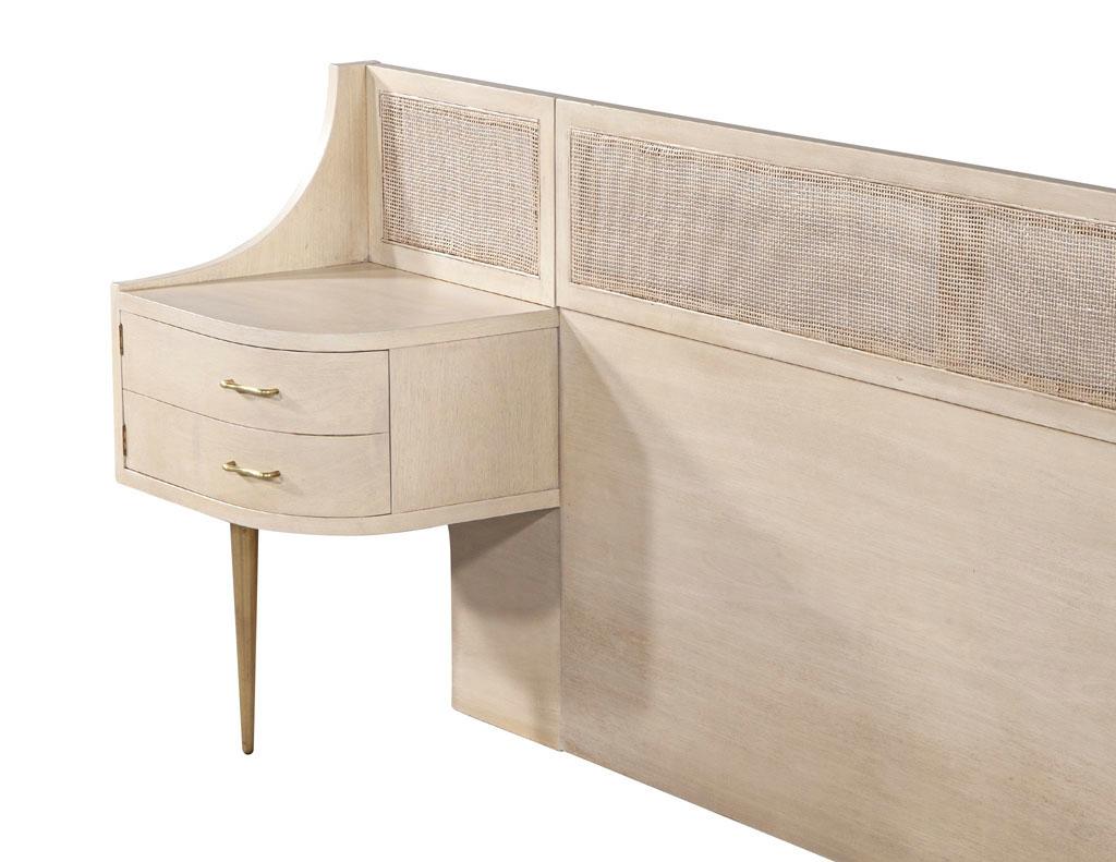 Mid-Century Modern Cane Back Queen Headboard by Weiman in Bleached Washed Finish 4