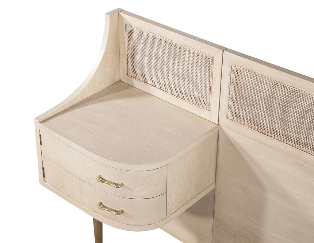Mid-Century Modern Cane Back Queen Headboard by Weiman in Bleached Washed Finish 5