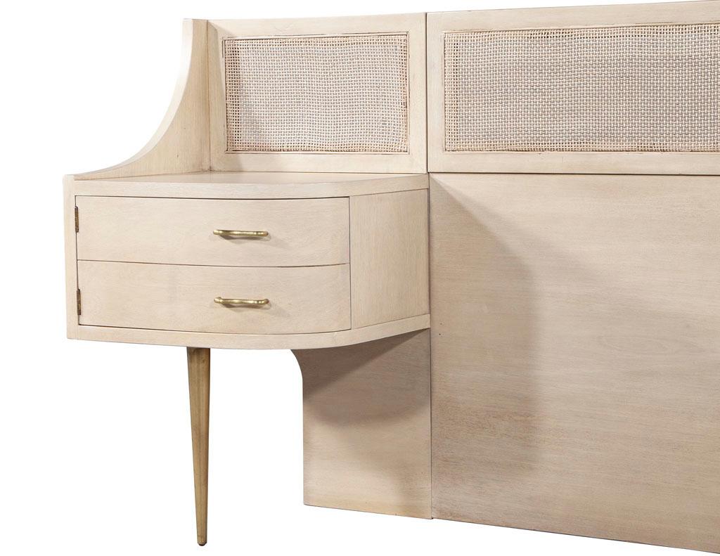 Mid-Century Modern Cane Back Queen Headboard by Weiman in Bleached Washed Finish 6