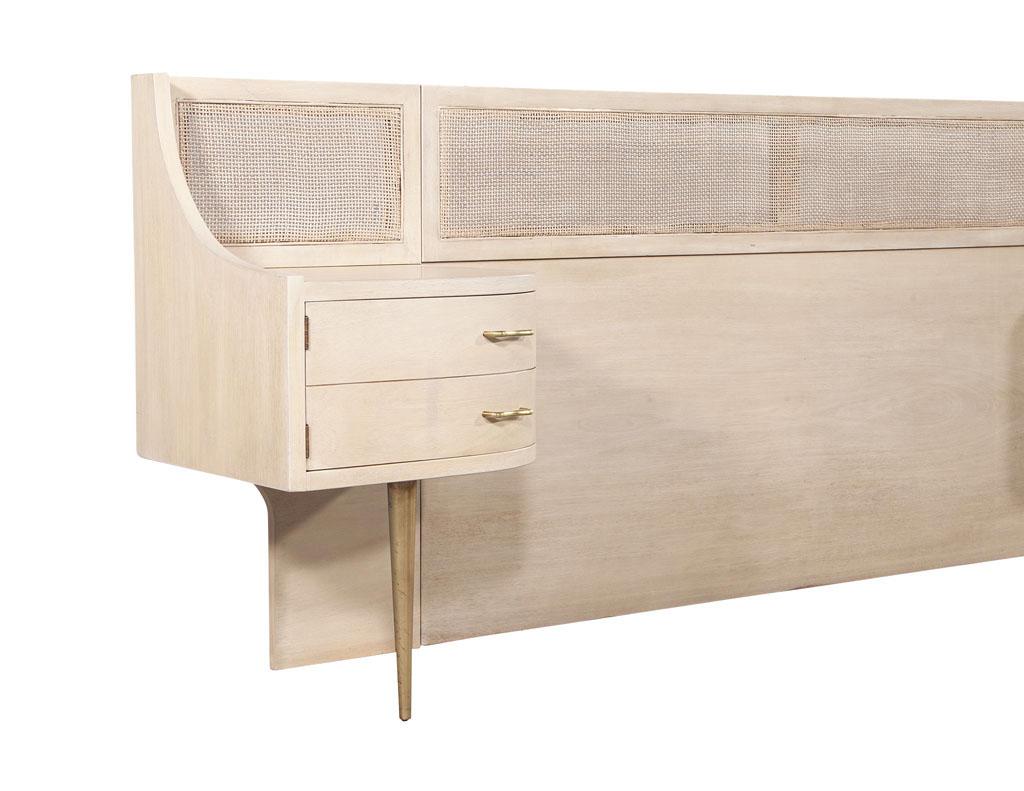 Mid-Century Modern Cane Back Queen Headboard by Weiman in Bleached Washed Finish 7
