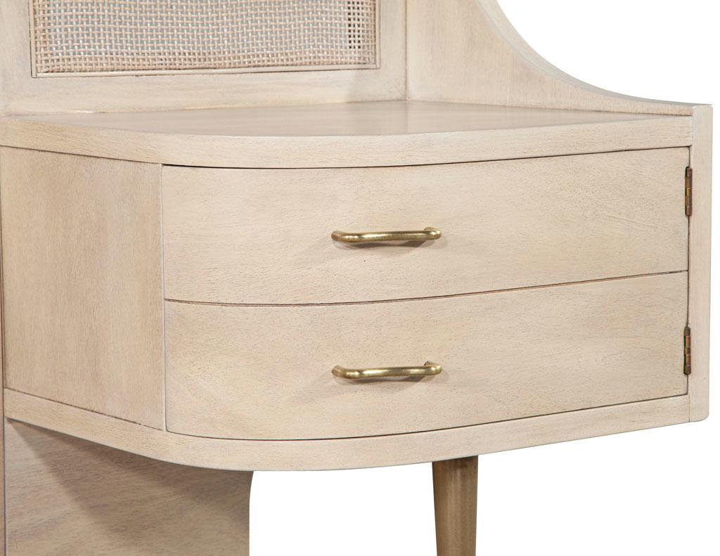 Mid-Century Modern Cane Back Queen Headboard by Weiman in Bleached Washed Finish 10