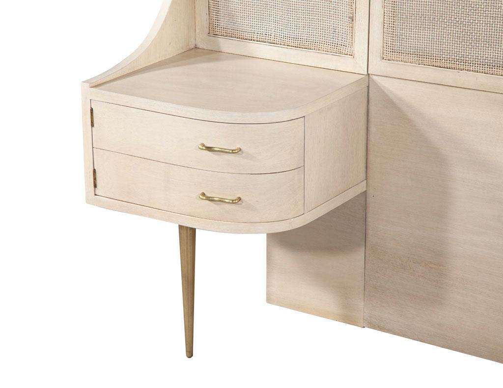 Mid-20th Century Mid-Century Modern Cane Back Queen Headboard by Weiman in Bleached Washed Finish