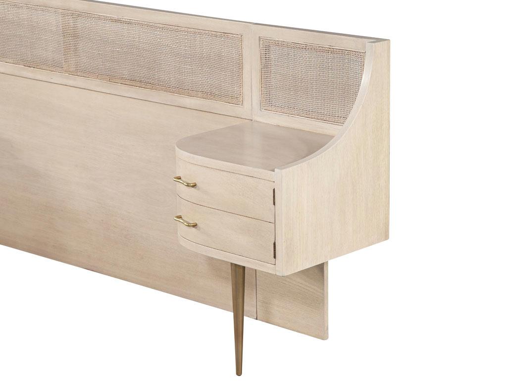 Mid-Century Modern Cane Back Queen Headboard by Weiman in Bleached Washed Finish 3