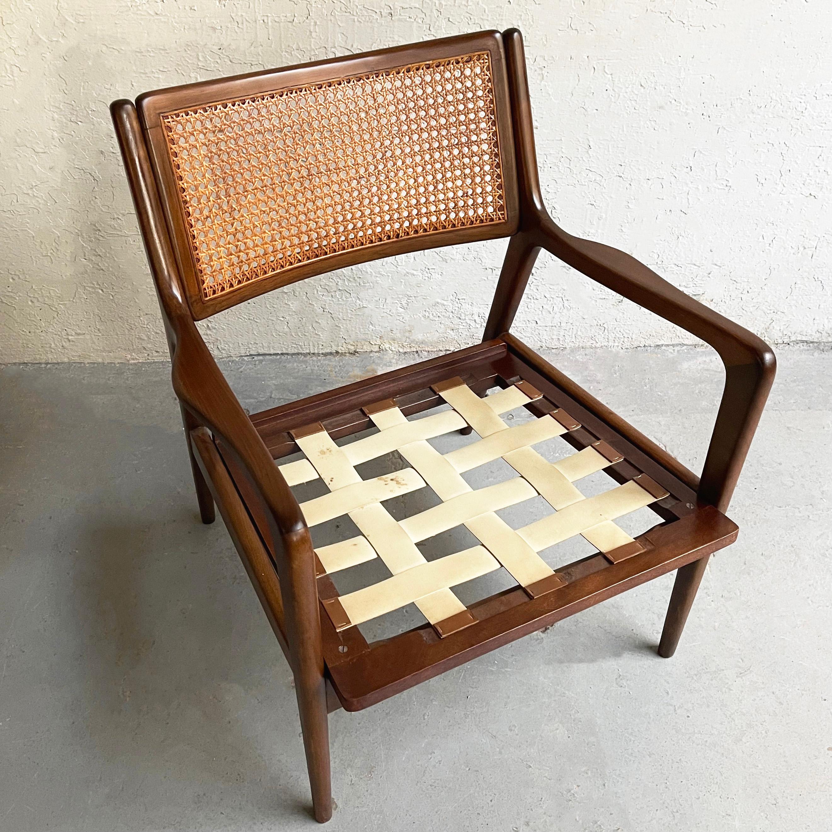 Mid-Century Modern Cane Back Walnut Armchair For Sale 4