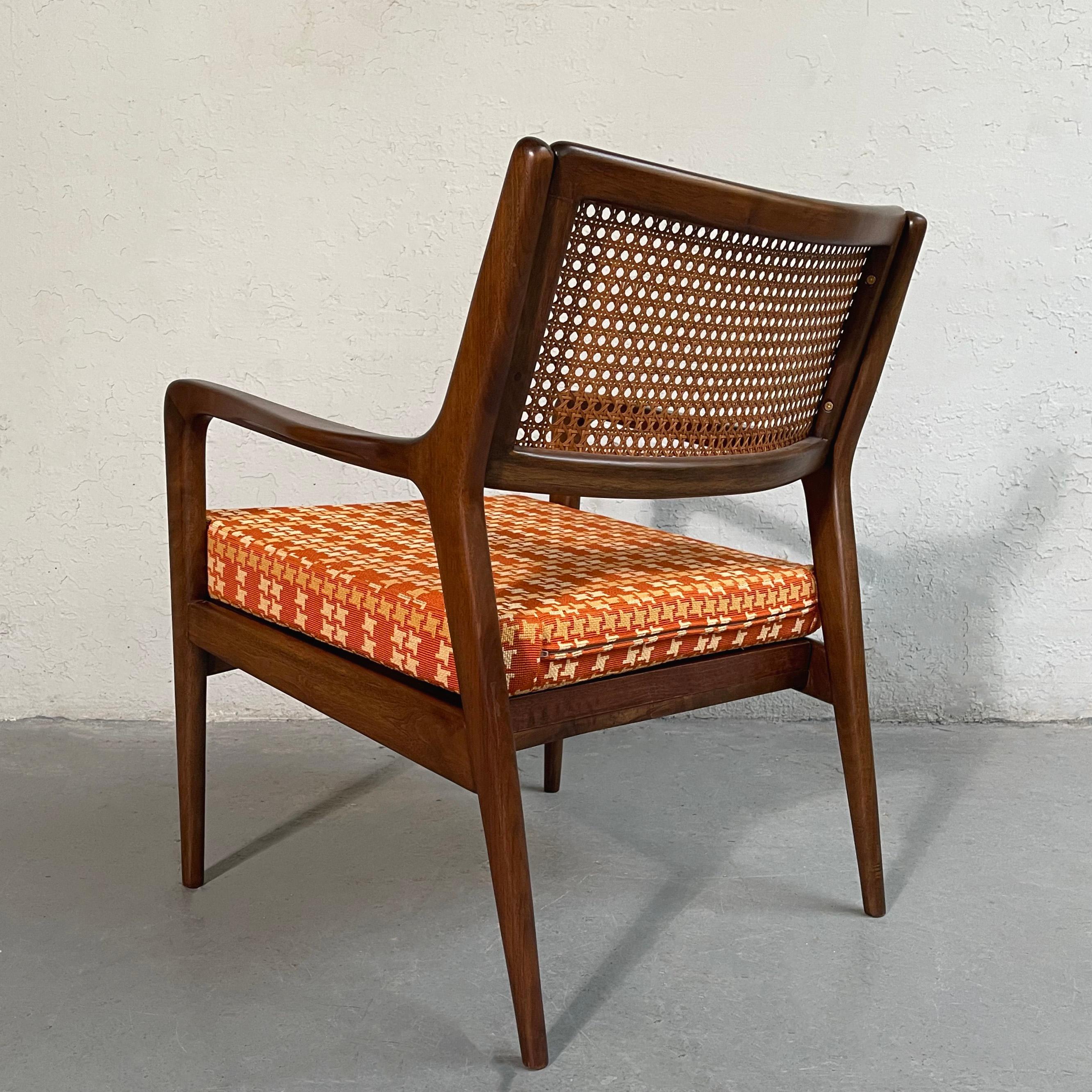 Mid-Century Modern Cane Back Walnut Armchair For Sale 2