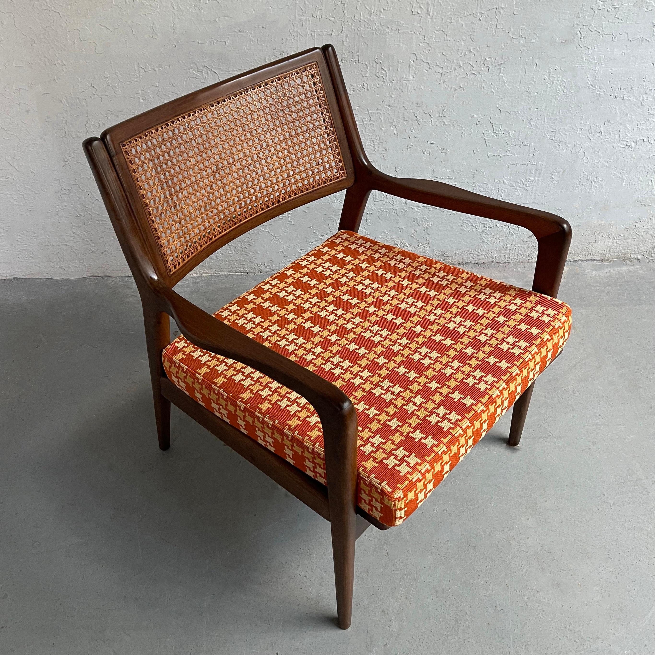 Mid-Century Modern Cane Back Walnut Armchair For Sale 3
