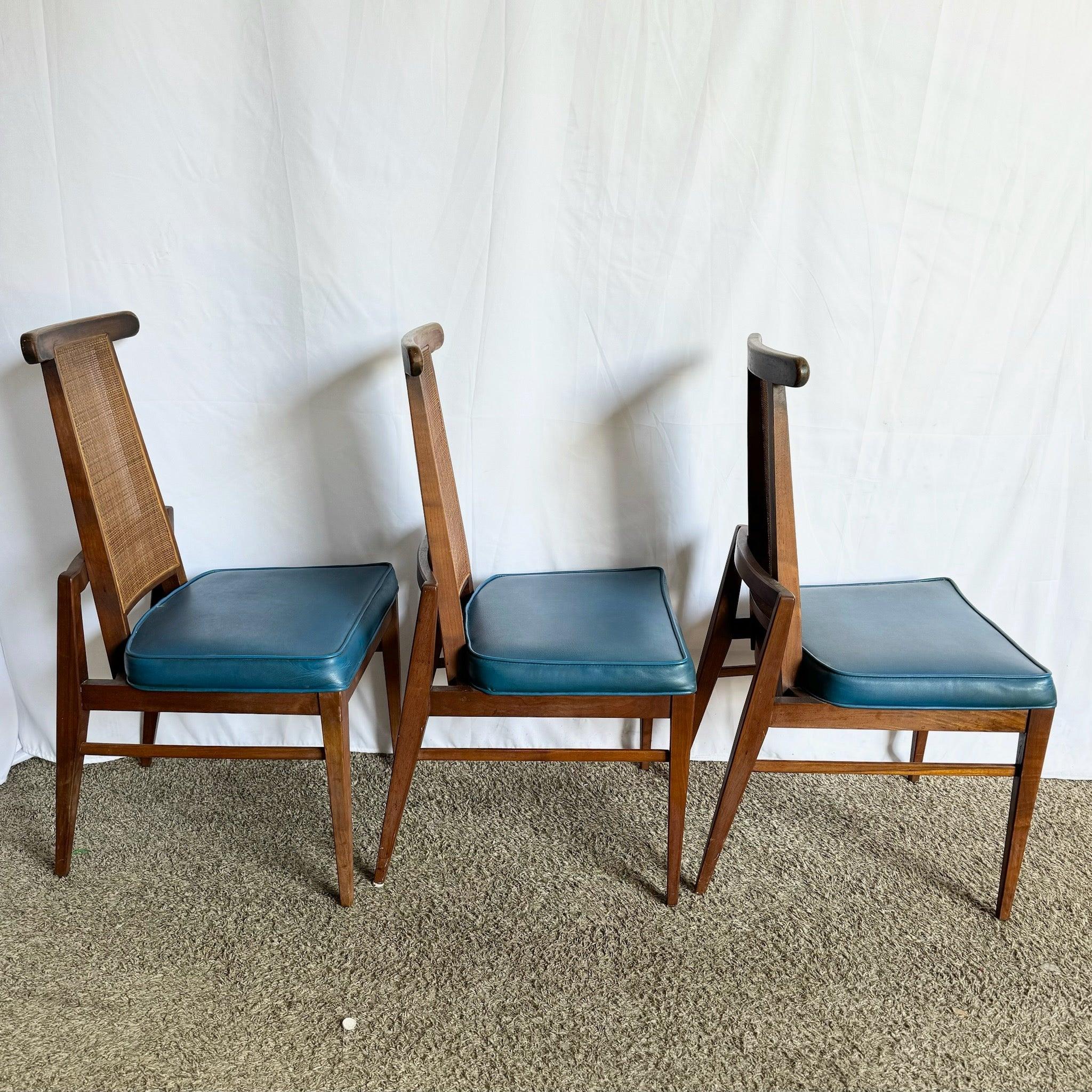 Mid Century Modern Cane Back Wooden Dining Chairs by Foster McDavid - Set of 3 In condizioni buone in vendita a Delray Beach, FL