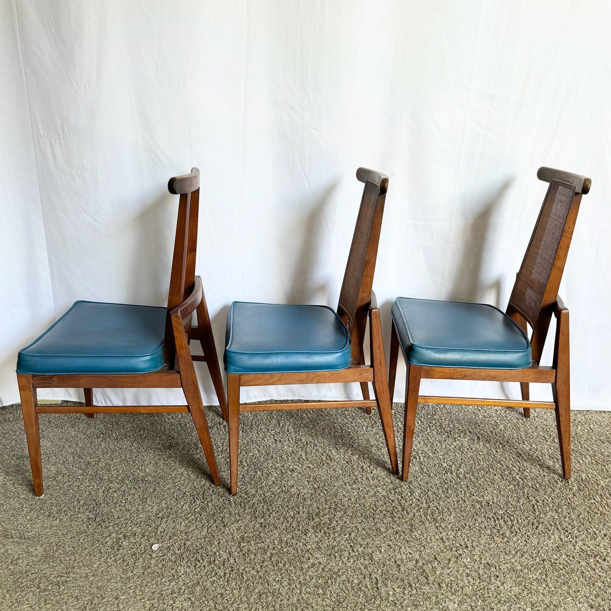 Mid Century Modern Cane Back Wooden Dining Chairs by Foster McDavid - Set of 3 in vendita 1