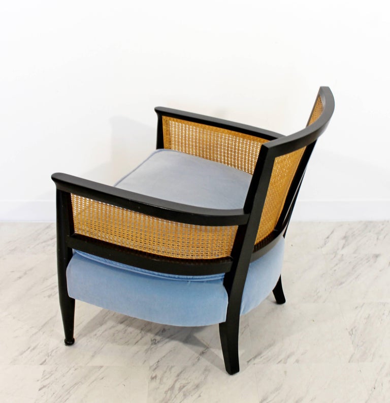 Mid-Century Modern Cane Ebonized Black Wood Lounge Armchair Dunbar