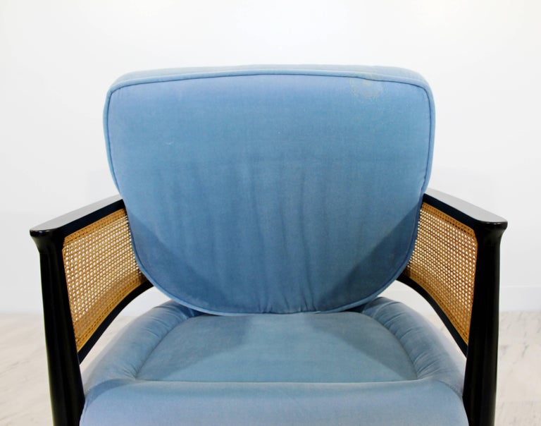 Mid-Century Modern Cane Ebonized Black Wood Lounge Armchair Dunbar