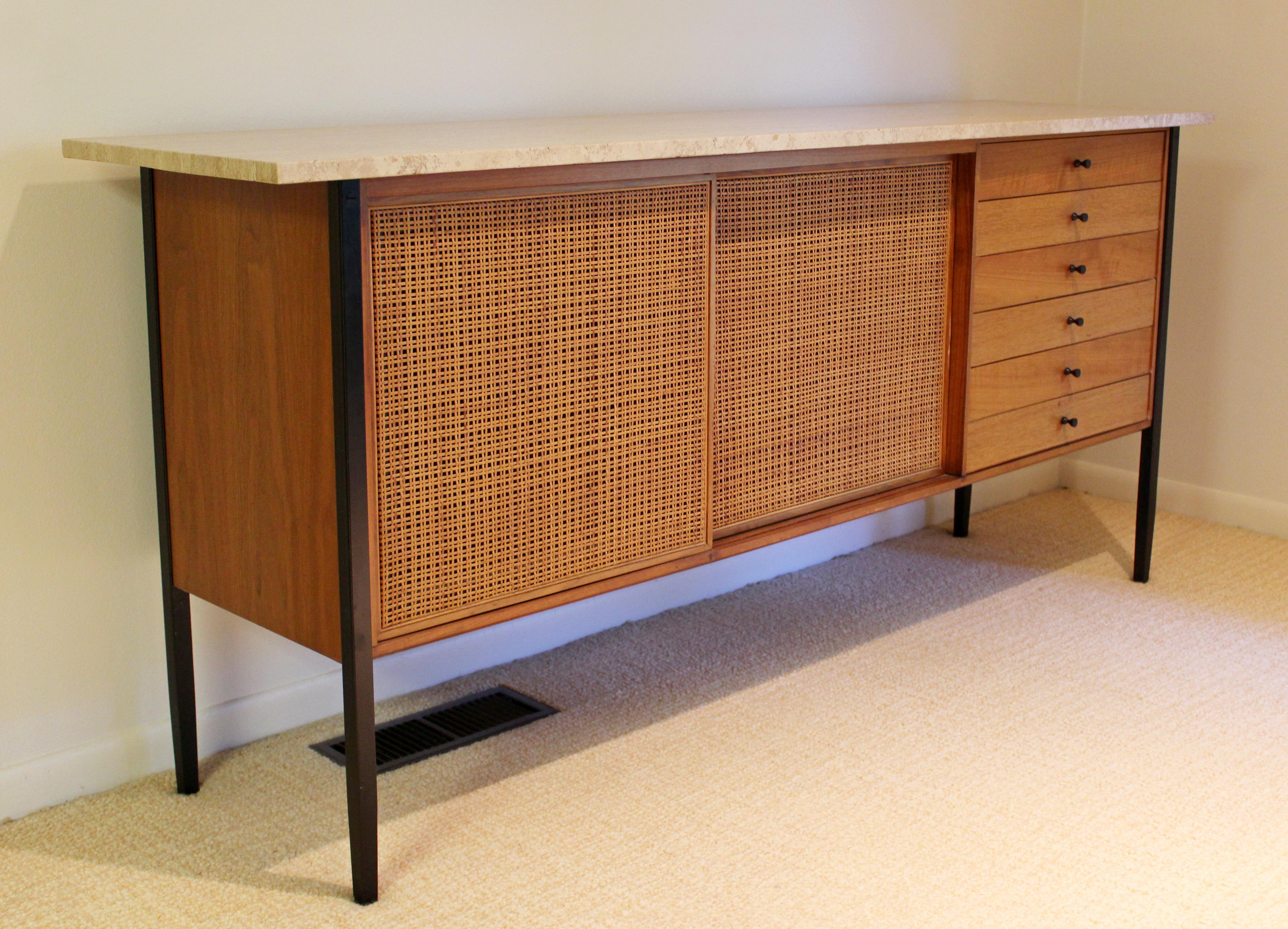 Mid-Century Modern Mid Century Modern Baughman Arch Gordon Cane Wood Marble Credenza 1960s