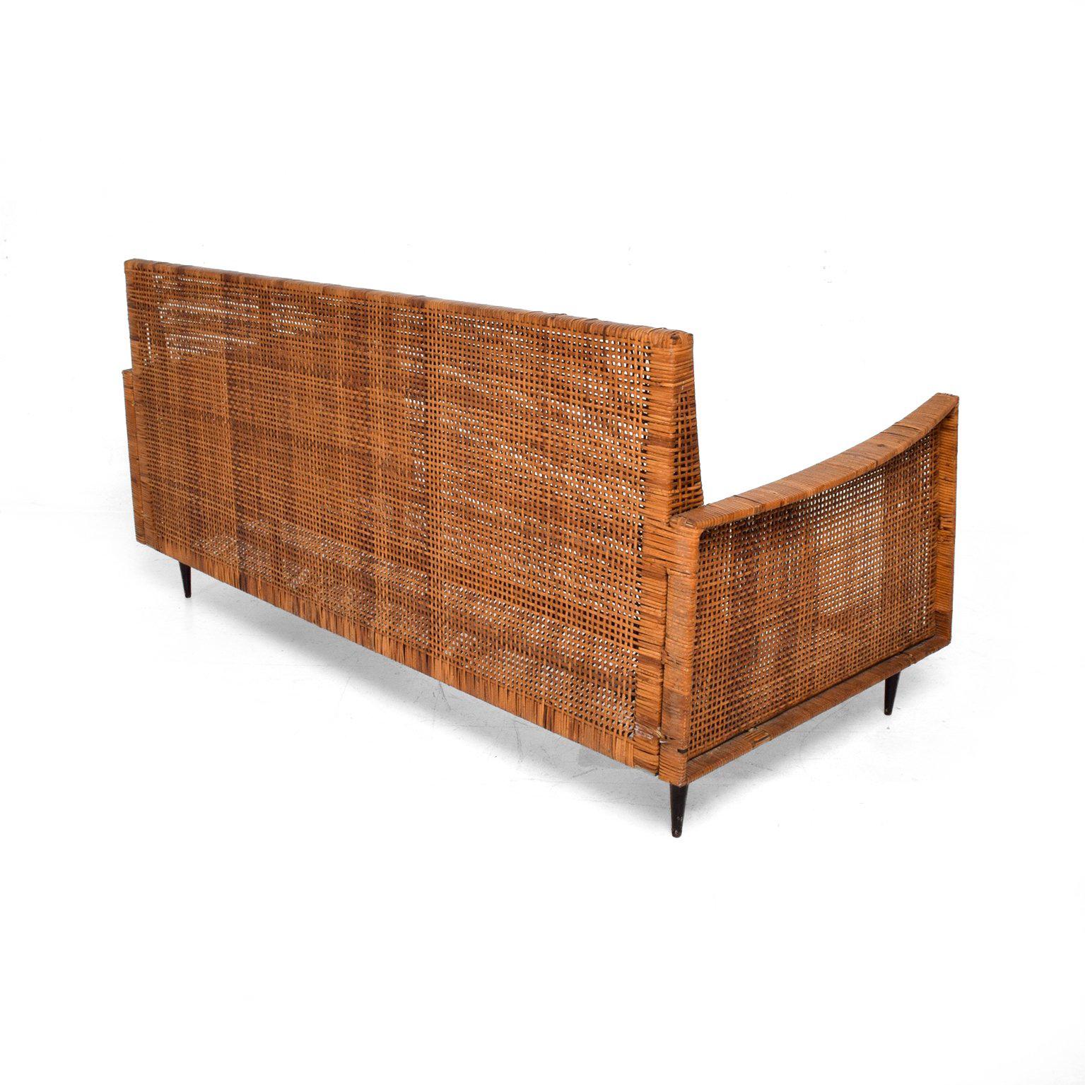 Mexican Mid-Century Modern Cane Loveseat Attributed to Arturo Pani