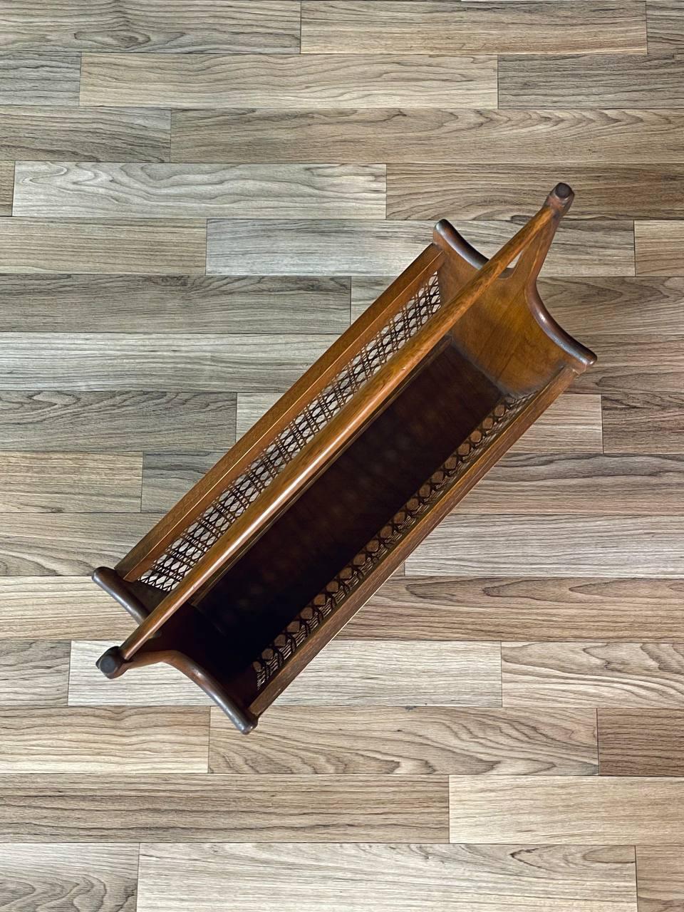 Mid-20th Century Mid-Century Modern Cane Magazine Rack For Sale